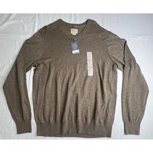 St Johns‎ Bay Mens Sweater V-Neck Brown Long Sleeve Cotton Blend Size L NWT